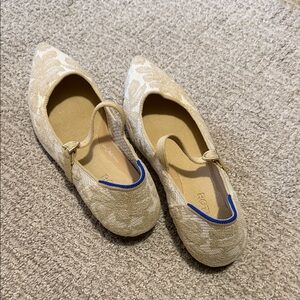 Rothy's Beige Patterned Pointed-Toe Mary Jane Flats